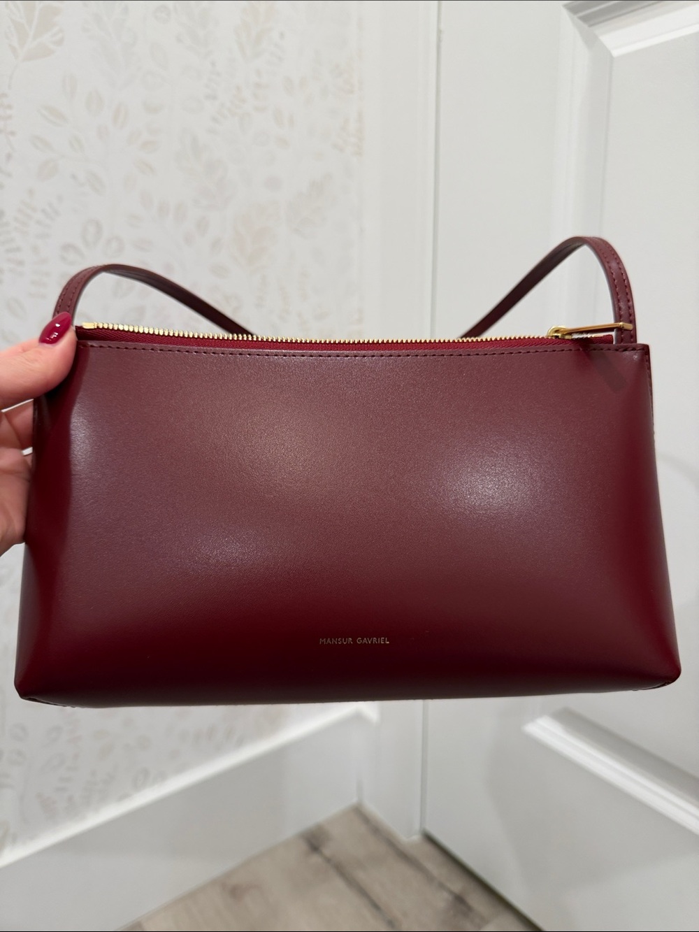 Mansur Gavriel Wine-Red Leather Shoulder Bag